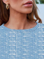 Long Sleeve Shirts for Women Casual Crewneck Tops Basic Tees (XX-Large / Bluestripes)