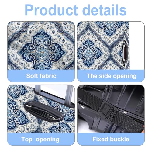 Blue Pattern Luggage Cover Washable Suitcase Protector Anti (Blue pattern / S(20-22inch suitcase))