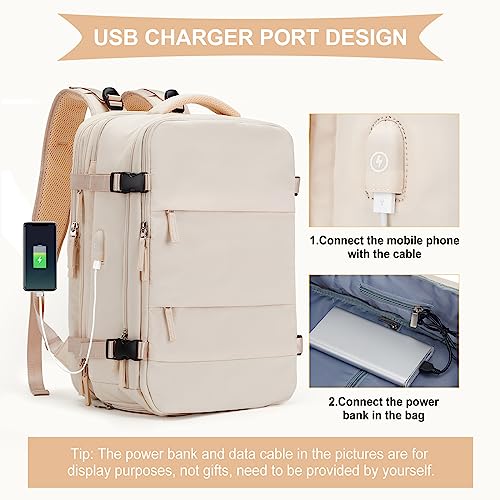 Large Travel Backpack For Women Men (Beige / 45 liters)