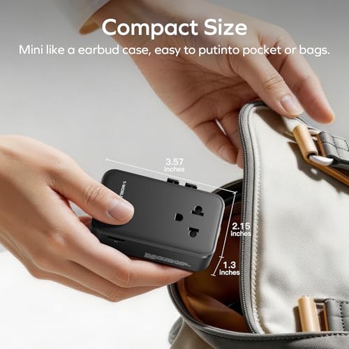 2026 NEW) MOMAX Universal Travel Adapter, Ultra-Thin 70W GaN International Plug Adapter with 3 USB-C, 1 USB-A and AC Outlet, Works in 200+ Countries, Not a Voltage Converter, for International Travel (Black / 70W)
