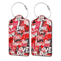 Luggage Tags for Suitcases Cute PU Leather Luggage Tags Travel Name Tags Baggage Tags for Cruise Ships Airport Travel Essentials 2 Pack (Love)