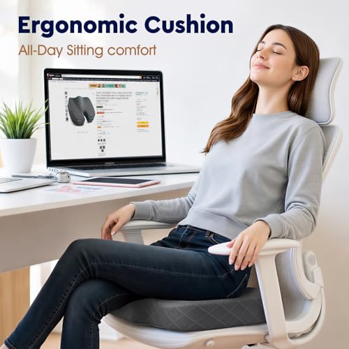 Seat Cushion Memory Foam Office Chair Cushion (XXX-Large / Grey)