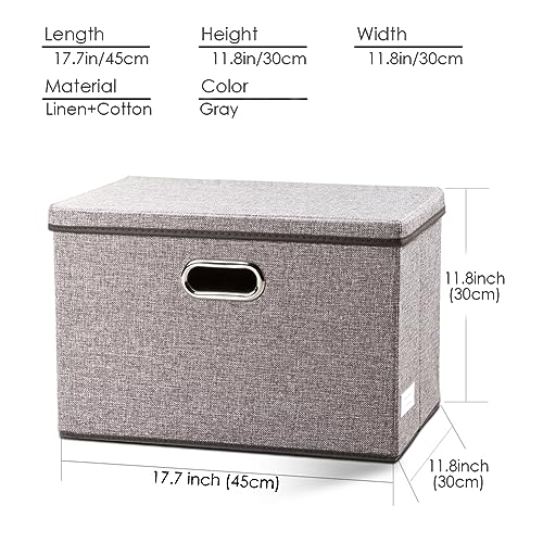 Large Foldable Storage Bin with Lid [1 (Gray / L(1-Pack))