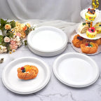 50 Pcs 10 Inch White Plastic Plates (White / 50 Pcs)