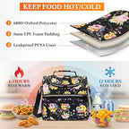 Insulated Lunch Bag for Women (Floral Black)