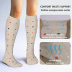 Cotton Compression Socks for Women&Men 20 (2 Pairs-polkadots / Medium-Large)