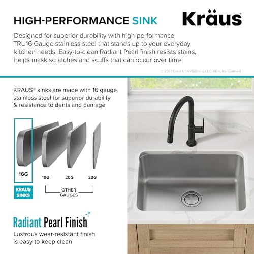 Stainless Steel 25 in 16 Gauge Undermount Kitchen Sink KA1US25B (25 Inch / Single Bowl)