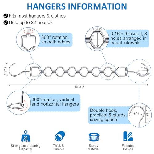 Space Saving Hangers for Clothes 6 Pack Sturdy Metal Hangers Heavy Duty (6 Pack / Silver)