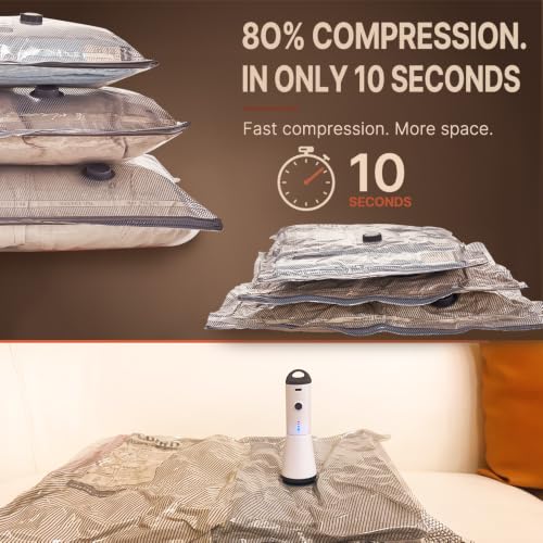 Travel Vacuum Bags with Rechargeable Pump (9 Combo Travel Size)