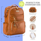 Boss Plus Large Diaper Bag Backpack with 19 Pockets (Cognac)