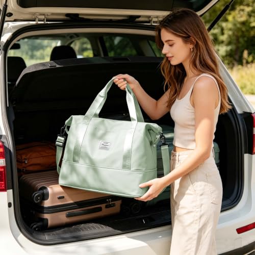 Large Travel Duffle Bag Carry On Weekender Bags for Women Men 18x14x8 Gym (A86-mintgreen / X-large)
