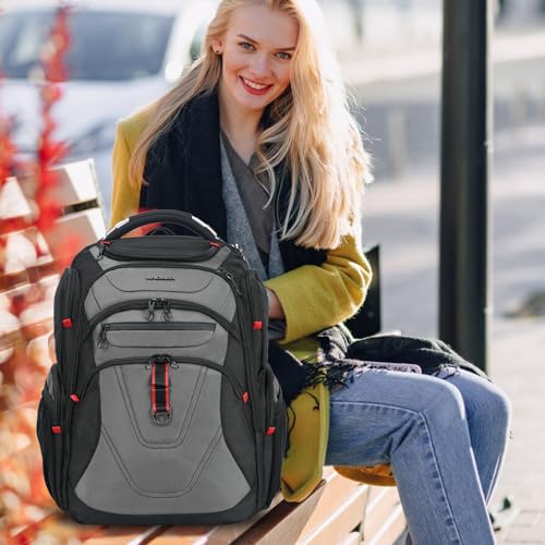 Travel Laptop Backpack 17.3 Inch XL Computer Backpack for Men (Black/Grey / 17.3 inch)