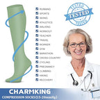 Compression Socks for Women & Men Circulation (Large-X-Large / 37 Dark Green/Green/Light Green)