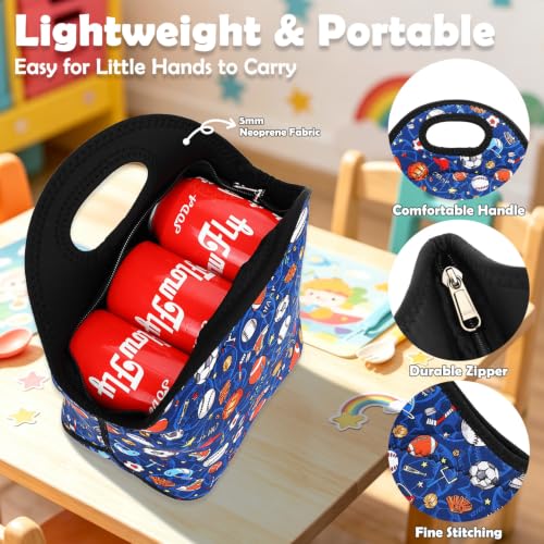 Neoprene Kids Lunch box Insulated Soft Bag Mini Cooler Thermal Meal Tote Kit for Boys (Football)