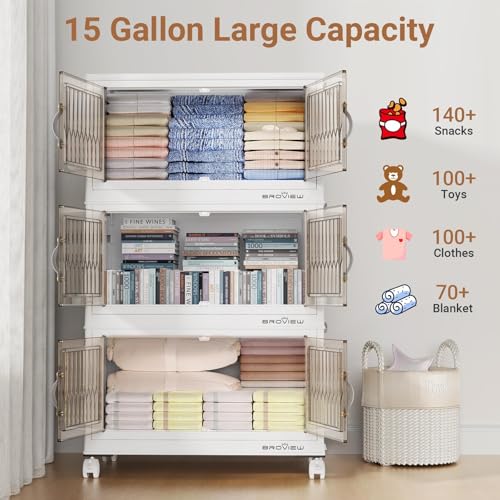 300Qt Stackable Storage Bins with Lid (White / 60QT-5Pack)