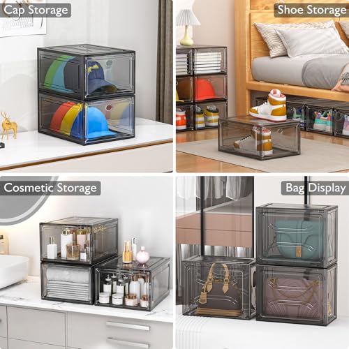 Large Thick Clear Shoe Organizer (Black / 9 pcs)