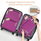 Compression Packing Cubes for Travel (01 Attractive Purple / 4-Piece Set)