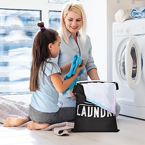 2 Pcs Large Travel Laundry Bags (Black+Grey)