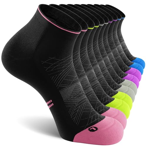 Ankle Compression Running Athletic Socks for Men Women (Small-Medium / Black Mixed (5 Pairs))