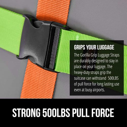 Heavy Duty Luggage Straps for Suitcase (Green/Orange)