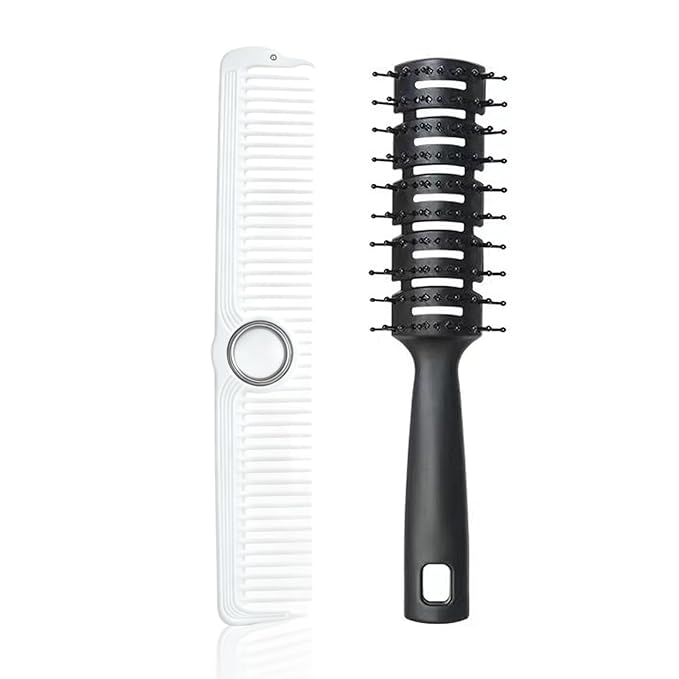 2Pcs Professional Barber Comb, Spinner Wide Tooth Hair Comb Anti Static Cutting Comb, Barbers Styling Curly Parting Set for Men and Women All Hair Types (White)
