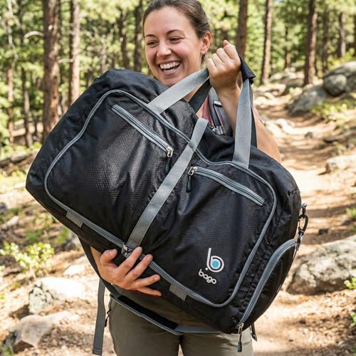 Large Duffle Bag for Travel Women & Men. Durable Lightweight Foldable Travel Duffel Bags For Traveling Women. 60L Duffle Bags For Overnight Bag With Shoe Compartment Collapsible Weekender duffel (60L / Black)