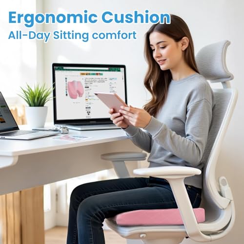 Seat Cushion Memory Foam Office Chair Cushion (XX-Large / Pink)