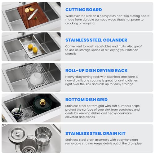 30 x 20 Inch Kitchen Sink (L 30"×W 20"×H 9")