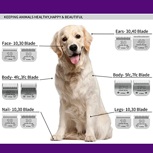 Dog Grooming Ceramic Blades Set (40/10/7F/5F/4F (5 Pack))