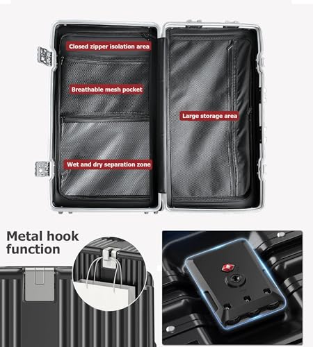 Super Large Aluminum Frame Checked Zipperless Luggage (A2-Jet Black / 26in)
