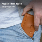 Money Clip Slim Minimalist Wallet for Men (Cognac)