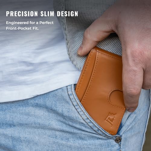 Money Clip Slim Minimalist Wallet for Men (Cognac)