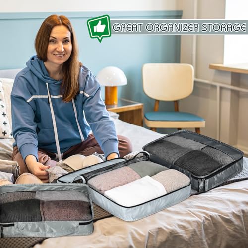 Packing Cubes for Suitcase Large Organizer Bags (Gray / Medium)