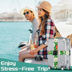 Luggage Straps for Suitcases Travel Belt Accessories Luggage Connector Identifiers Over Handle with Buckle Unique Nylon Adjustable Strap for Sleeping Bag Car Seat Green (White Flower)