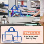 10 PCS Clear Travel Bags for Toiletries (Blue)