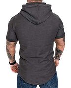 Mens Fashion Hoodies Sport Pullover Solid Color Shirt Workout Lightweight Tops Dark Grey XX (XX-Large / Dark Grey1)