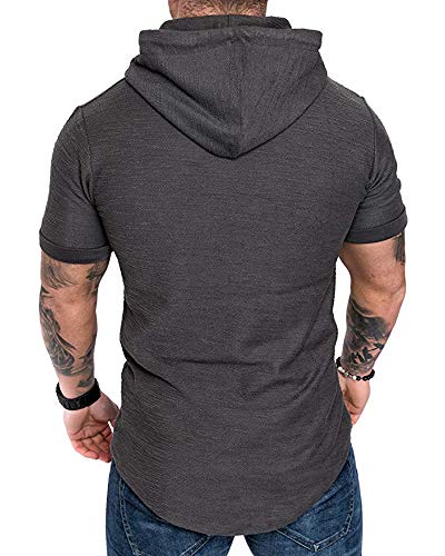 Mens Fashion Hoodies Sport Pullover Solid Color Shirt Workout Lightweight Tops Dark Grey XX (XX-Large / Dark Grey1)