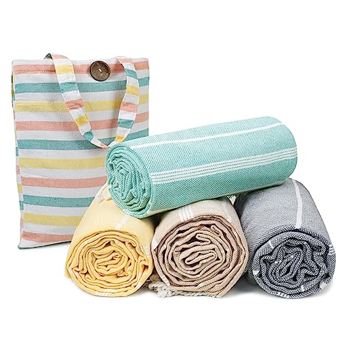 Cotton Turkish Beach Towels (39 x 72 inch ( Beach towel - 4 PACK ) / Multicolor)