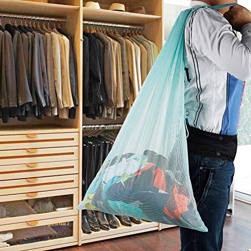 Laundry Bags Mesh Heavy Duty 24" x 36" with Drawstring Closure (White-3Pack)