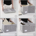 Jumbo Collapsible Storage Cubes with Lids Fabric Decorative Storage Bins Boxes Organizer Baskets with Cover Handles for Bedroom Closet Living Room 23.2x15.7x11.8 Inch 3 Pack (Assorted Color / XX Large(3-Pack))