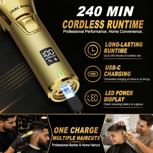 Professional Hair Clippers for Men (Gold+bronze)
