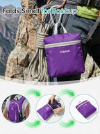 Foldable Small Hiking Backpack with 3 Strap Pockets (Purple)