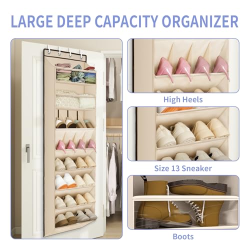 1 Pack Over The Door Shoe Organizer (BEIGE / 25+ Pairs)