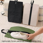 Shoe Bags for Travel Waterproof Odor Absorbing Lightweight Golf Soccer Shoe Storage Organizer Pouch with Smooth Zipper and Handle (Dark Green / 16.5 × 9.8 Inches | 1-Pack)