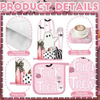 10 Pcs Halloween Kitchen Decor Pink Ghost Kitchen Rugs Set (Pink, White / Ghost)