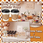 48 Sets 8 oz A Baby Is Brewing Coffee Cups with Lids and Sleeves (Baby)