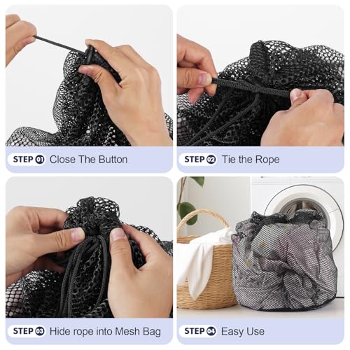 3Pcs Mesh Laundry Bags Washing Machine Mesh Wash Bags Jumbo for Delicates Clothes (Black / Jumbo 3 pcs)