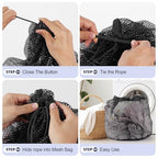 3Pcs Mesh Laundry Bags Washing Machine Mesh Wash Bags Jumbo for Delicates Clothes (Black / Jumbo 3 pcs)