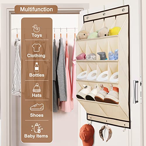 2 Pack Over the Door Shoe Organizers (BEIGE / 28+ Pairs)