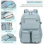Multi Pocket Backpack for Travel College (Black Purple Galaxy)